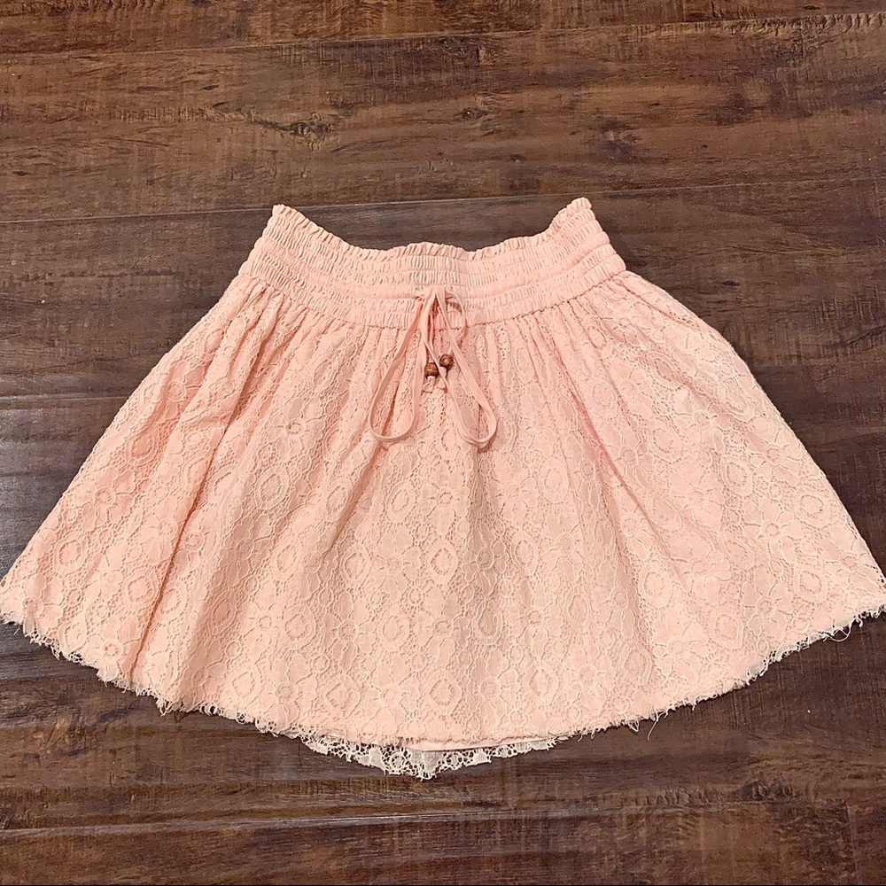 Pink Lace Mini Skirt - Picture 3 of 3